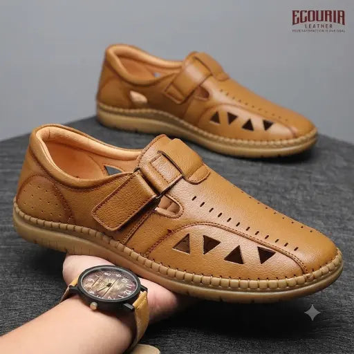Ecouria Leather Air Flow Comfortable Sacchi Slip-On Shoes for Men-NSM