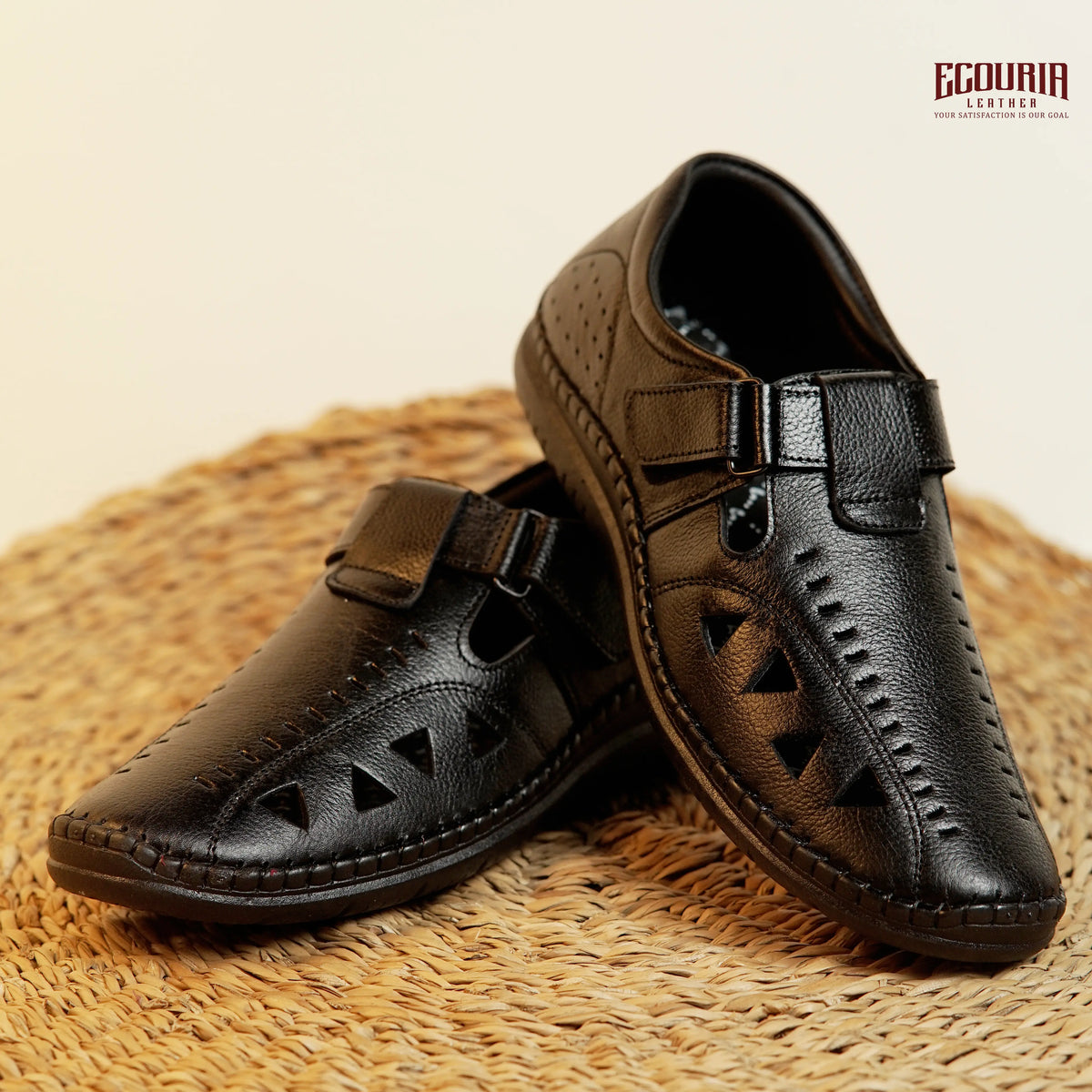 Ecouria Leather Air Flow Comfortable Sacchi Slip-On Shoes for Men-NSB