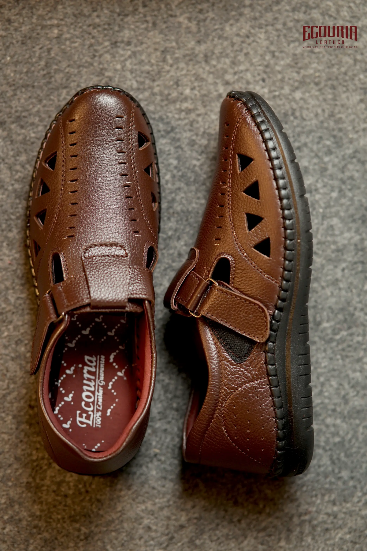 Ecouria Leather Air Flow Comfortable Sacchi Slip-On Shoes for Men-NSC