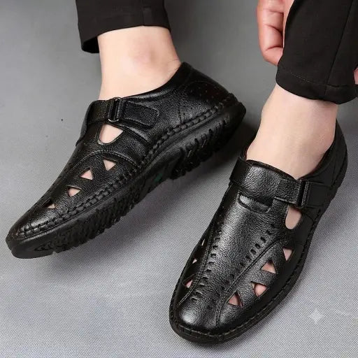 Ecouria Leather Air Flow Comfortable Sacchi Slip-On Shoes for Men-NSB