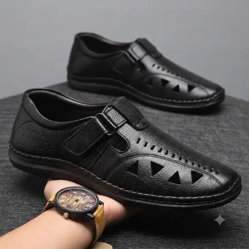 Ecouria Leather Air Flow Comfortable Sacchi Slip-On Shoes for Men-NSB