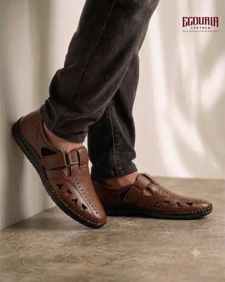 Ecouria Leather Air Flow Comfortable Sacchi Slip-On Shoes for Men-NSC