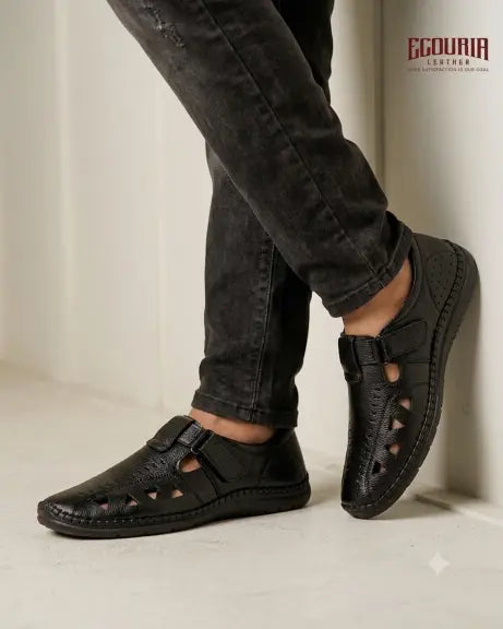 Ecouria Leather Air Flow Comfortable Sacchi Slip-On Shoes for Men-NSB