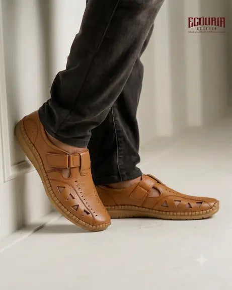 Ecouria Leather Air Flow Comfortable Sacchi Slip-On Shoes for Men-NSM