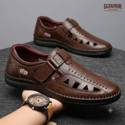 Ecouria Leather Air Flow Comfortable Sacchi Slip-On Shoes for Men-NSC