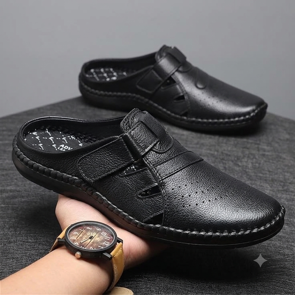 Ecouria Leather New King Style Half Sscchi Shoes-BLB