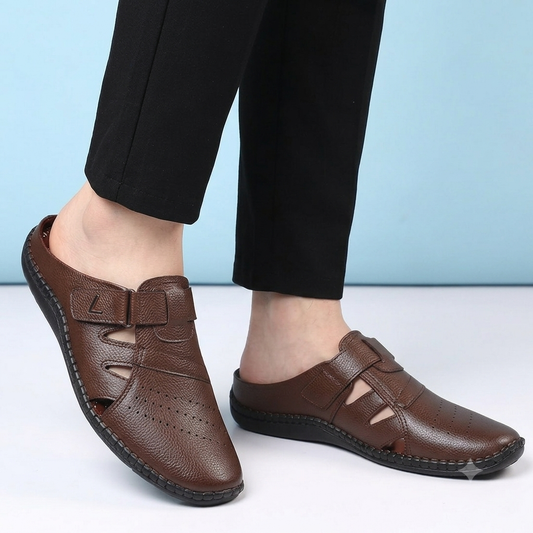 Ecoouria Leather New King Style Half Sacchi Shoes-BLC