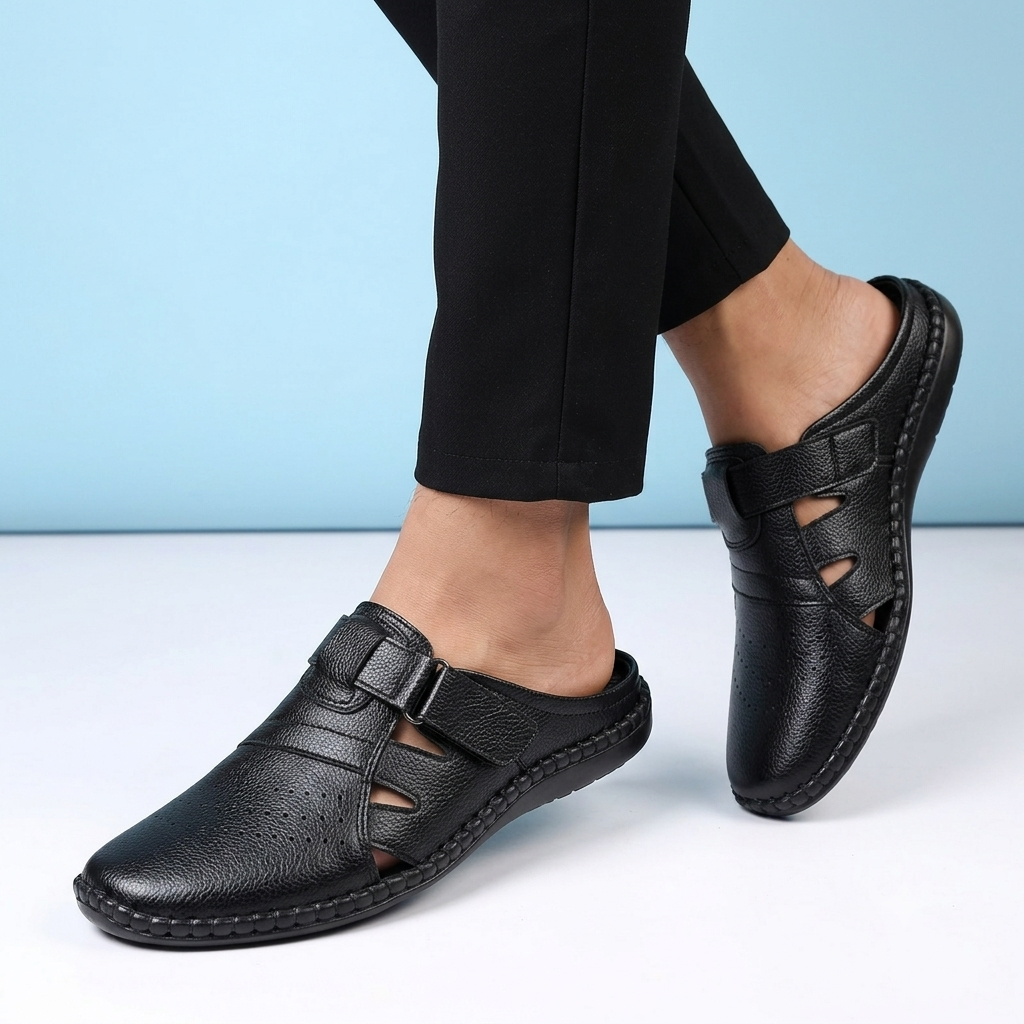 Ecouria Leather New King Style Half Sscchi Shoes-BLB
