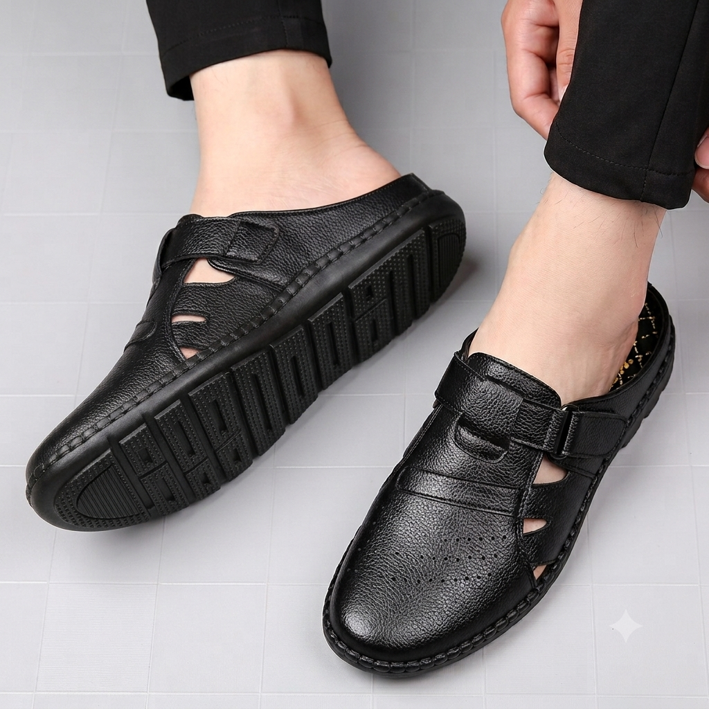 Ecouria Leather New King Style Half Sscchi Shoes-BLB