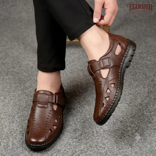 Ecouria Leather Air Flow Comfortable Sacchi Slip-On Shoes for Men-NSC