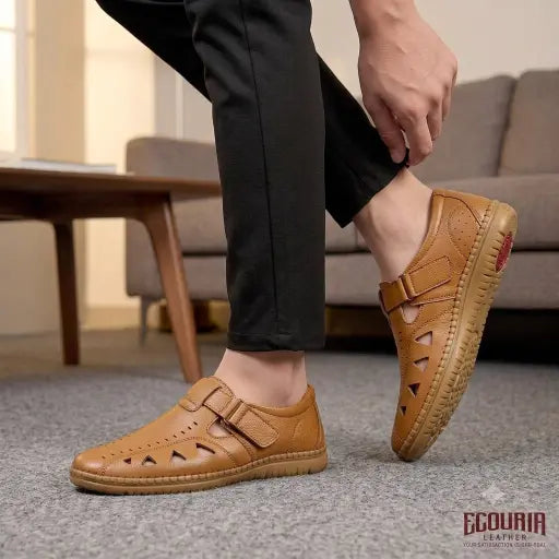 Ecouria Leather Air Flow Comfortable Sacchi Slip-On Shoes for Men-NSM
