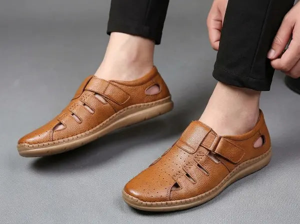 Ecouria Leather Summer Special Sacchi Shoes-SixM