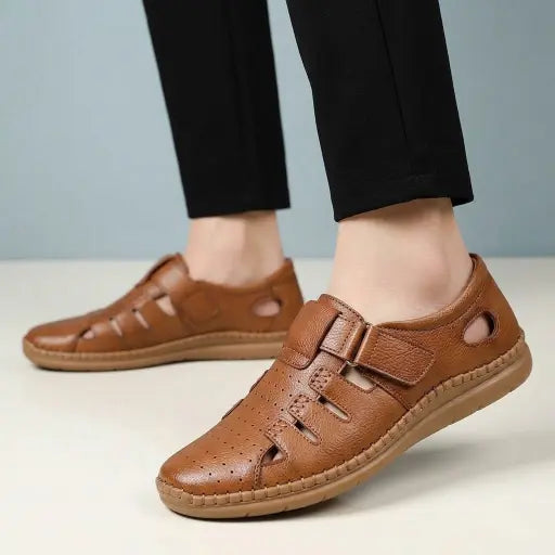 Ecouria Leather Summer Special Sacchi Shoes-SixM